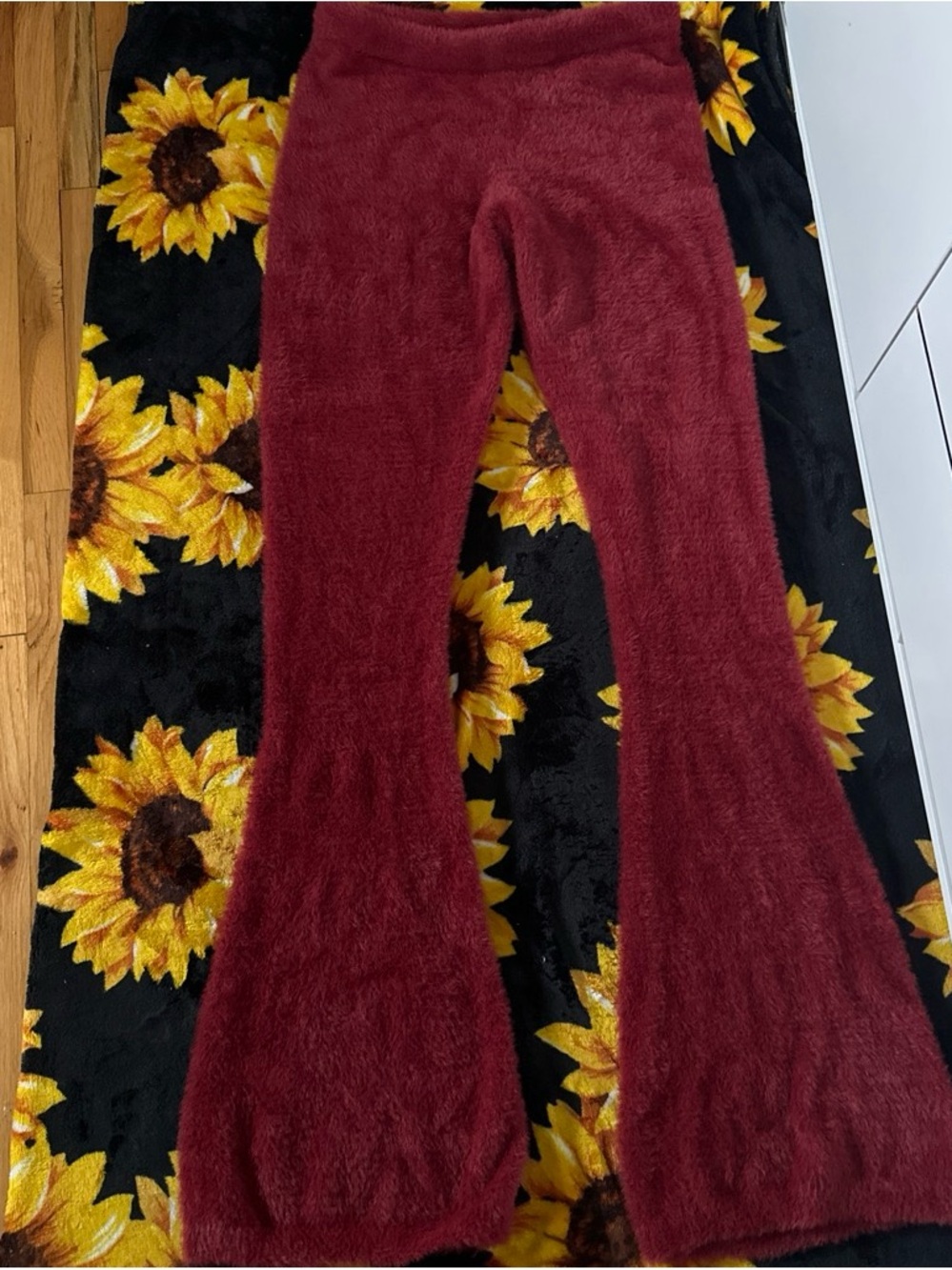 Forever 21 Burgundy Fuzzy Wide Leg Pants